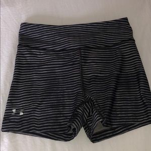 Black and Gray Striped Compression Shorts